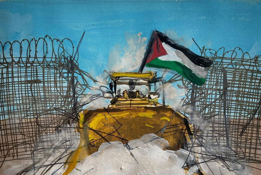 Bulldozer at the border in Gaza by Beesan Arafat